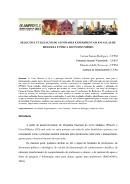 SELE&Ccedil;&Atilde;O E UTILIZA&Ccedil;&Atilde;O DE ATIVIDADES EXPERIMENTAIS