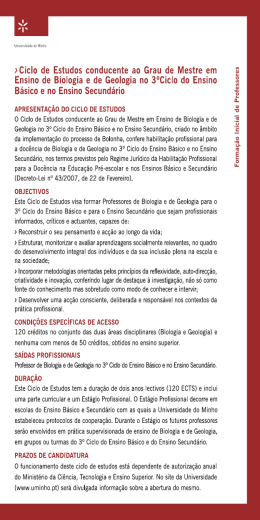 Plano de curso do Ensino de Biologia e de Geologia no 3º Ciclo do