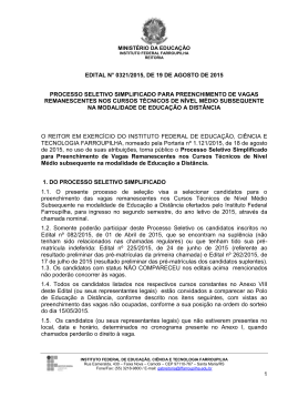 Processo Seletivo Simplificado para Preenchimento de