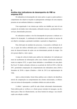 6. An&aacute;lise dos indicadores de desempenho do VMI na