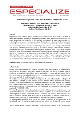 A hotelaria hospitalar como um diferencial no setor de sa&uacute;de