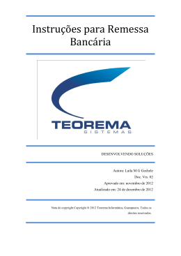Instru&ccedil;&otilde;es para Remessa Banc&aacute;ria