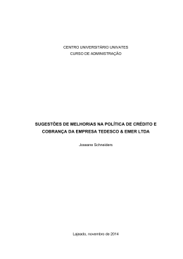 sugest&otilde;es de melhorias na pol&iacute;tica de cr&eacute;dito e cobran&ccedil;a