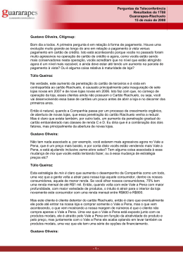 1T08 Sess&atilde;o de Perguntas e Respostas da Teleconfer&ecirc;ncia