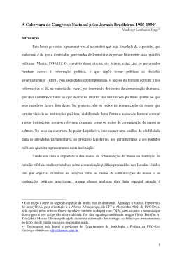 A cobertura do Congresso Nacional pelos jornais brasileiros