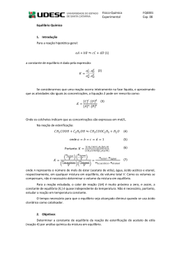 F&iacute;sico-Qu&iacute;mica Experimental FQE001 Exp. 08 Equil&iacute;brio Qu&iacute;mico 1