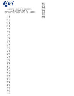 GABARITO – LISTA 02 DE EXERCÍCIOS – EQUILÍBRIO QUÍMICO