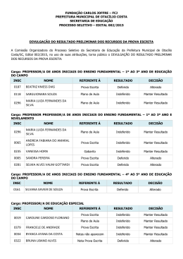 Divulgação do Resultado Preliminar dos Recursos da Prova Escrita