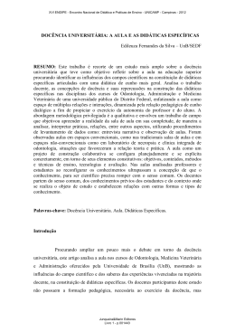 DOCÊNCIA UNIVERSITÁRIA: A AULA E AS DIDÁTICAS