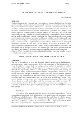 trabalho e educação: o método ergológico tradução profa