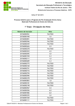 1ª Etapa - Divulgação das Notas