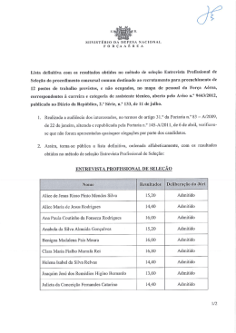 Lista definitiva com os resultados obtidos no método de seleção