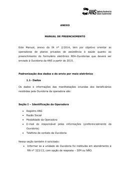 ANEXO MANUAL DE PREENCHIMENTO Este Manual, anexo