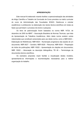 APRESENTA&Ccedil;&Atilde;O Este manual foi elaborado visando facilitar a