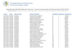 Terceira Convocação da Lista de Espera SiSU 2015-1