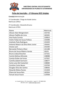 Ficha de Inscri&ccedil;&atilde;o ? 1&ordf; Gincana DCE Uniplac Curso(s)