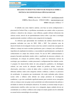 desafios no desenvolvimento de pesquisas sobre a inf&acirc;ncia no