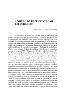 A NO&Ccedil;&Atilde;O DE REPRESENTA&Ccedil;&Atilde;O EM DURKHEIM