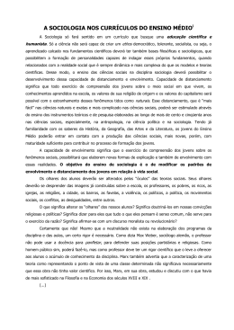 A Sociologia no Ensino M&eacute;dio