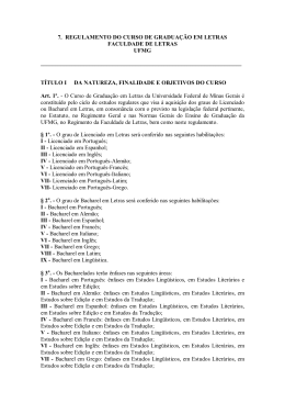 Regulamento do Curso de Graduação em Letras/UFMG