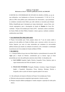 Edital 061_2015 Monitor - reabertura de inscri&ccedil;&otilde;es UPT