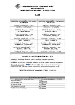 Hor&aacute;rio de provas Ensino M&eacute;dio.