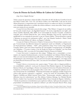 Carta do Diretor da Escola Militar de Cadetes da Colômbia