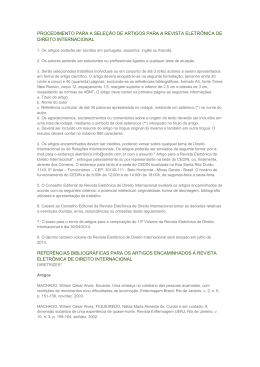 PROCEDIMENTO PARA A SELEÇÃO DE ARTIGOS PARA