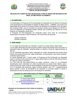 Edital n&ordm; 001/2015/PPGEO de processo seletivo.