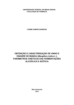 PAR&Acirc;METROS CIN&Eacute;TICOS DAS FERMENTA&Ccedil;&Otilde;ES ALCO