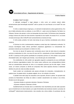 Qu&iacute;mica doce do vinho - Universidade de &Eacute;vora