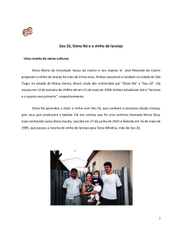 Seu Z&eacute;, Dona N&aacute; e o vinho de laranja