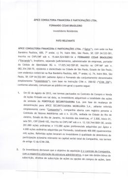 Fato Relevante -Acordo ou Contrato de Transfer&ecirc;ncia do