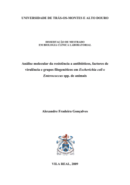 An&aacute;lise molecular da resist&ecirc;ncia a antibi&oacute;ticos, factores de