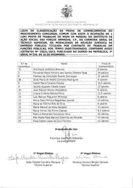 lista de classificação da prova de conhecimentos do