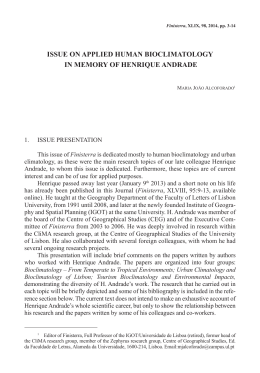 iSSUE oN appLiED HUMaN BioCLiMaToLoGY iN MEMorY