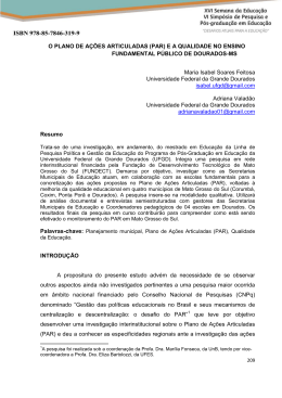 O PLANO DE AÇÕES ARTICULADAS (PAR) E A QUALIDADE