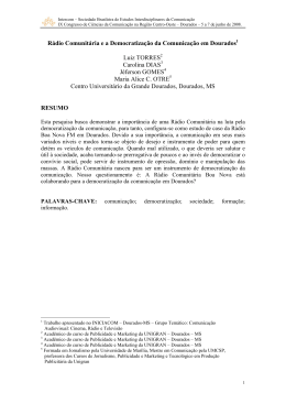 R&aacute;dio Comunit&aacute;ria e a Democratiza&ccedil;&atilde;o da Comunica&ccedil;&atilde;o