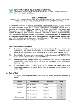 SERVI&Ccedil;O NACIONAL DE APRENDIZAGEM RURAL EDITAL N&ordm; 002