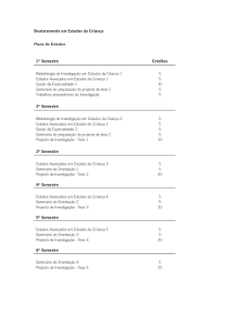 Doutoramento em Estudos da Crian&ccedil;a Plano de Estudos 1&ordm;