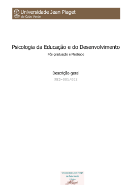 Psicologia da Educa&ccedil;&atilde;o e do Desenvolvimento