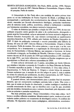 REVISTA ESTUDOS AVANÇADOS. São Paulo, 8(22), set/dez. 1994