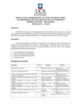 EDITAL PARA ADMISSÃO DE ALUNOS ESPECIAIS