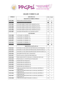 GRADE CURRICULAR - Psicologia Institucional