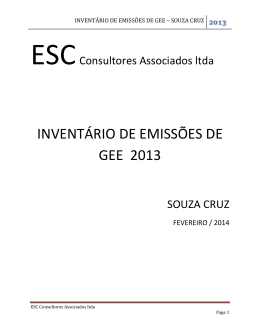 INVENT&Aacute;RIO DE EMISS&Otilde;ES DE GEE 2013
