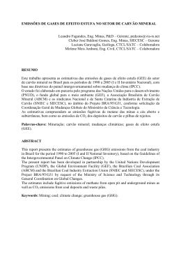 Emiss&otilde;es de gases de efeito estuda no setor de carv&atilde;o mineral