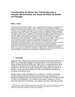 Contribui&ccedil;&otilde;es do Sector dos Transportes para a redu&ccedil;&atilde;o das