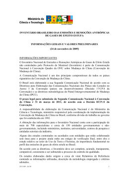INVENT&Aacute;RIO BRASILEIRO DAS EMISS&Otilde;ES E REMO&Ccedil;&Otilde;ES