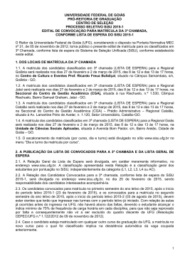 edital de convocação para matrícula da 3ª - Vestibular