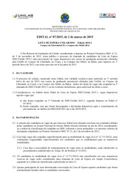 Edital de Lista de Espera n&ordm; 07/2015
